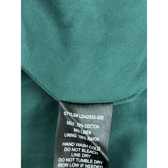 Lush Anthropologie Green Linen Midi Sheath Dress S Bohemian Cottagecore Coastal - Picture 13 of 13